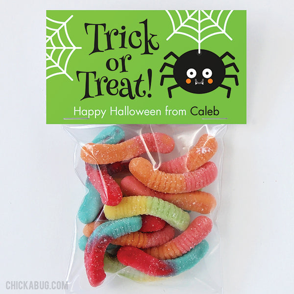 "Trick or Treat" Spider Halloween Paper Tags and Bags