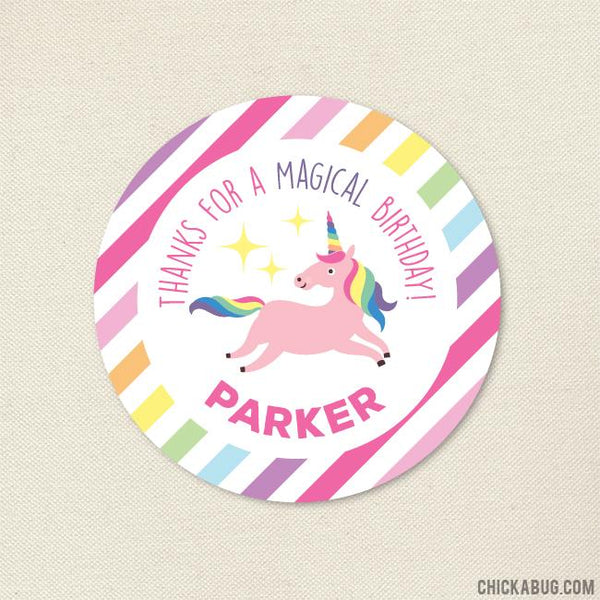 Pastel Rainbow Unicorn Party Favor Stickers