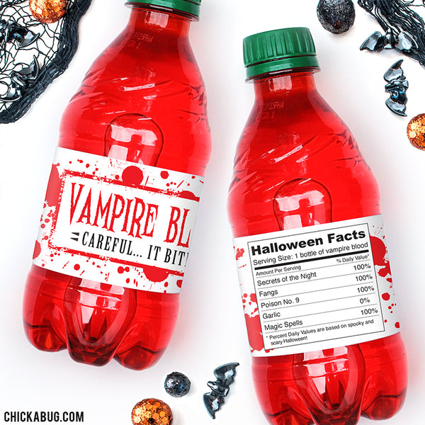 "Vampire Blood" Halloween Drink Labels