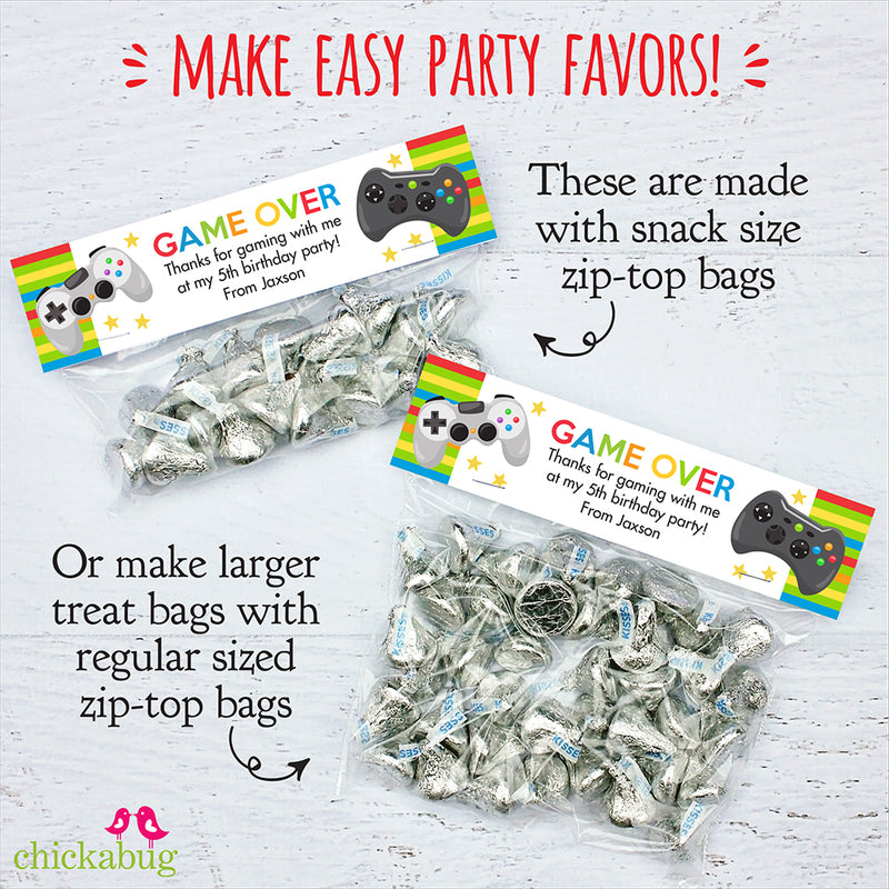 Video Game Party Treat Bag Labels (EDITABLE INSTANT DOWNLOAD)
