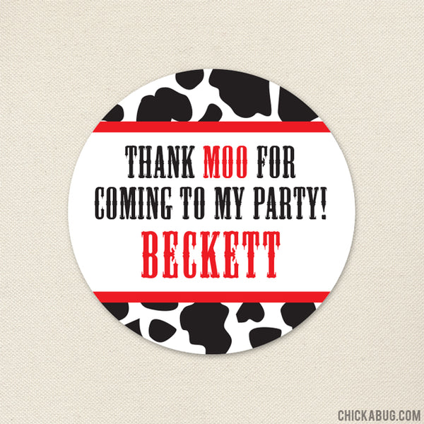 Cow Print Party Favor Stickers
