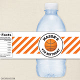 Basketball Birthday Water Bottle Labels