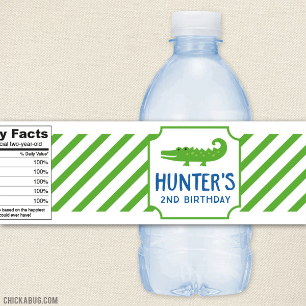 Alligator Birthday Water Bottle Labels
