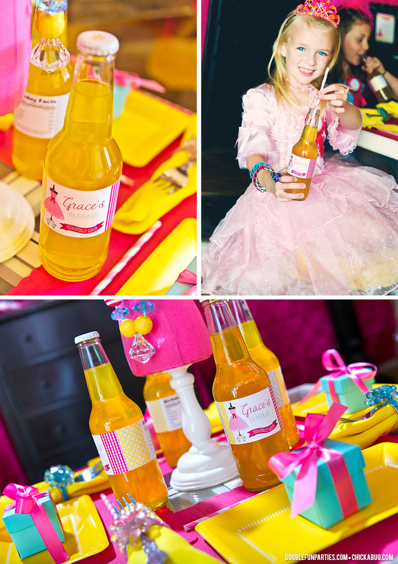 Dress-Up Birthday Party Water Bottle Labels