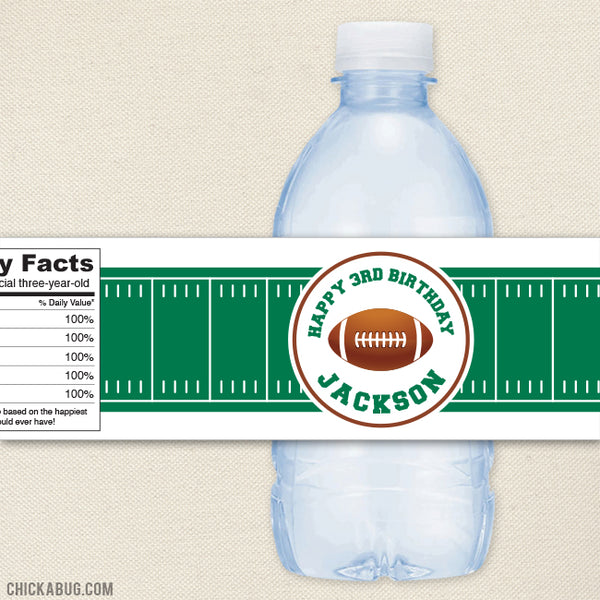 Football Birthday Water Bottle Labels