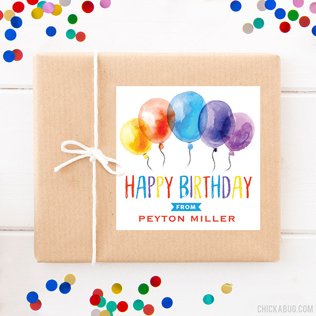 Watercolor Balloons Gift Labels