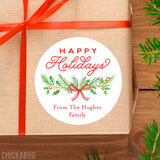 Happy Holidays Classic Greenery Gift Labels