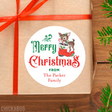Vintage Reindeer & Santa's Boot Christmas Labels
