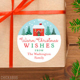 "Warm Christmas Wishes" Christmas Cabin Labels