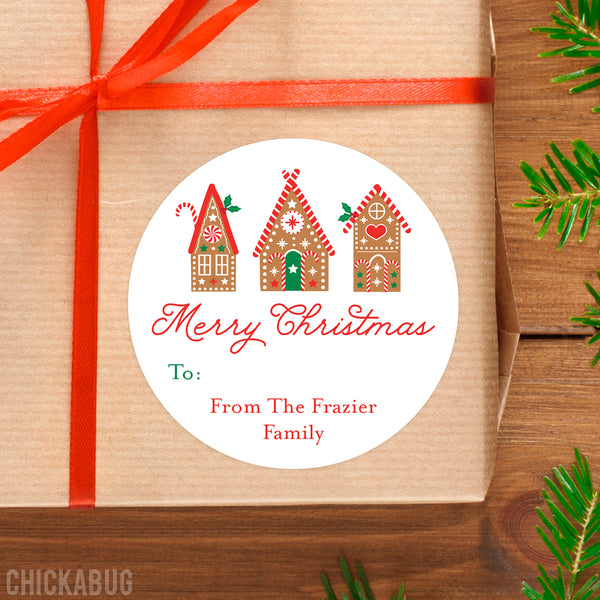 Gingerbread Houses Christmas Gift Labels