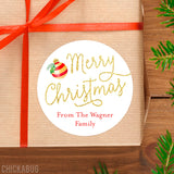 Gold Ornament Merry Christmas Gift Labels