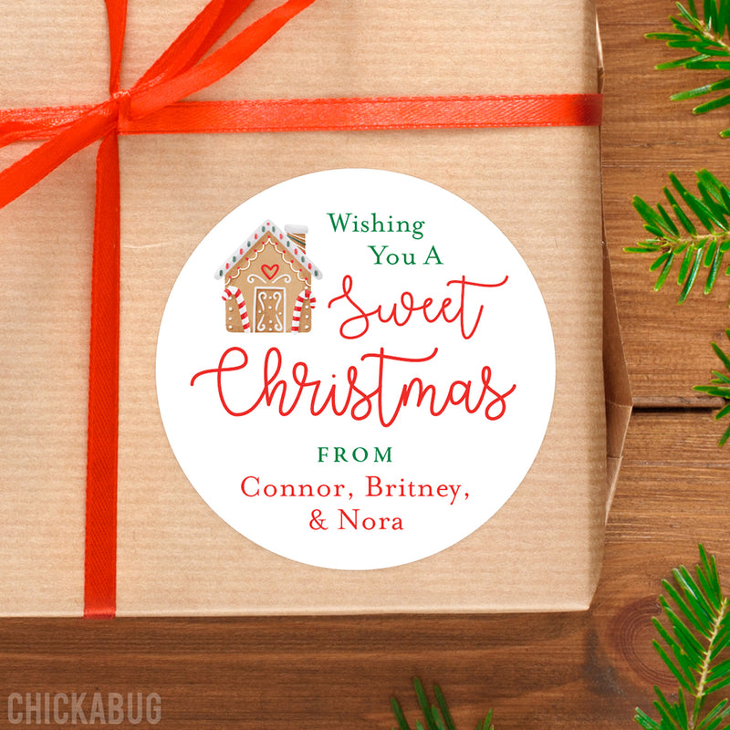 Sweet Christmas Gingerbread House Gift Labels